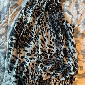 Black & White Animal Print chiffon Halter Top